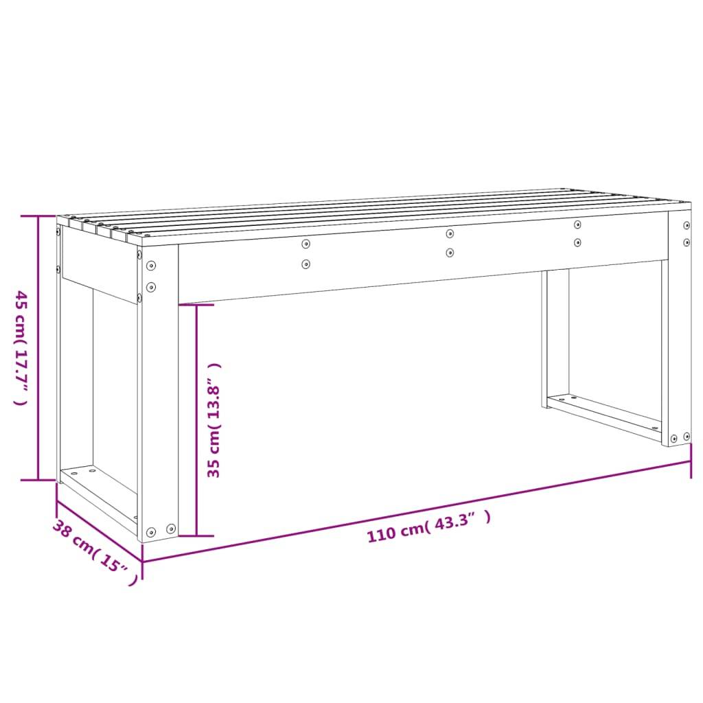 Maison Chic - Banc de jardin - Banc d'extérieur - Banquette 110x38x45 cm bois massif de pin - Imagen 8