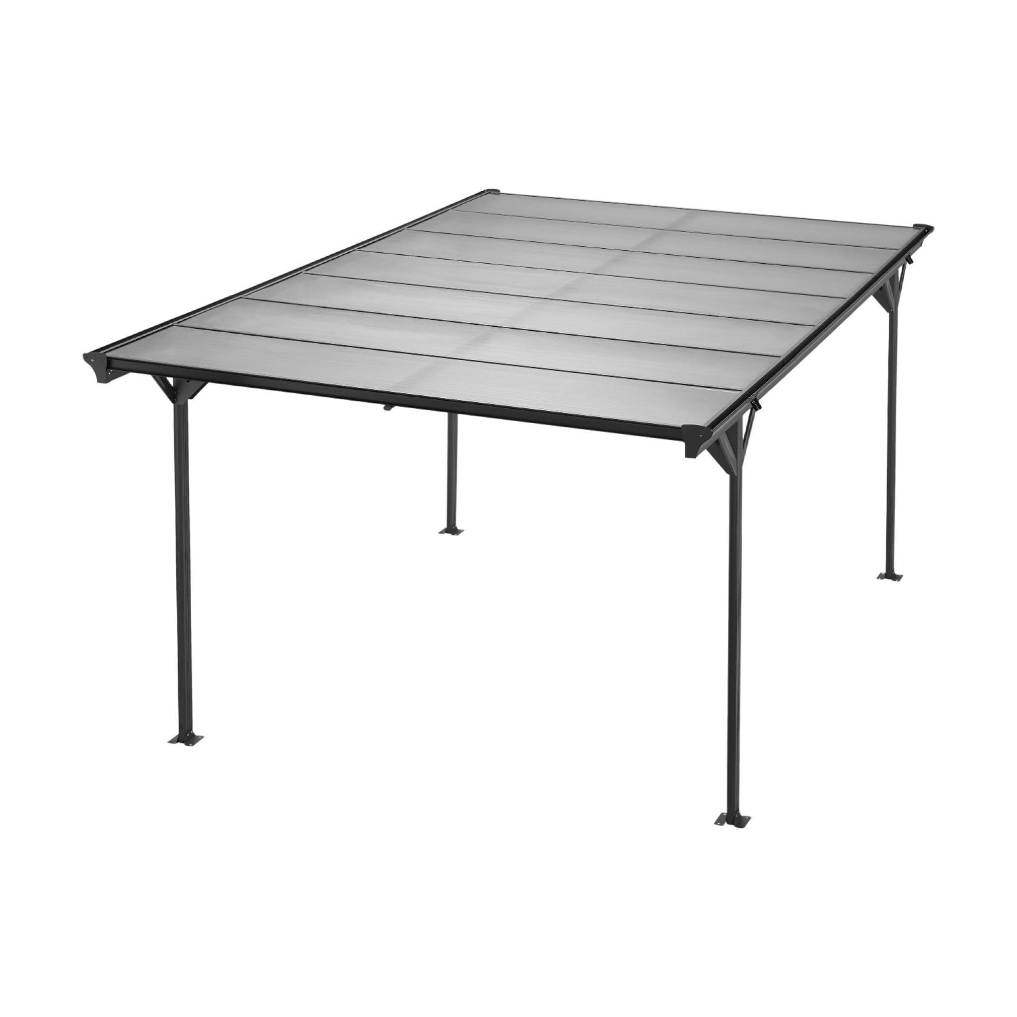 Carport aluminium. polycarbonate et acier inoxydable 15m² anthracite - 1 voiture max. - Le Born | sweeek - Image 5