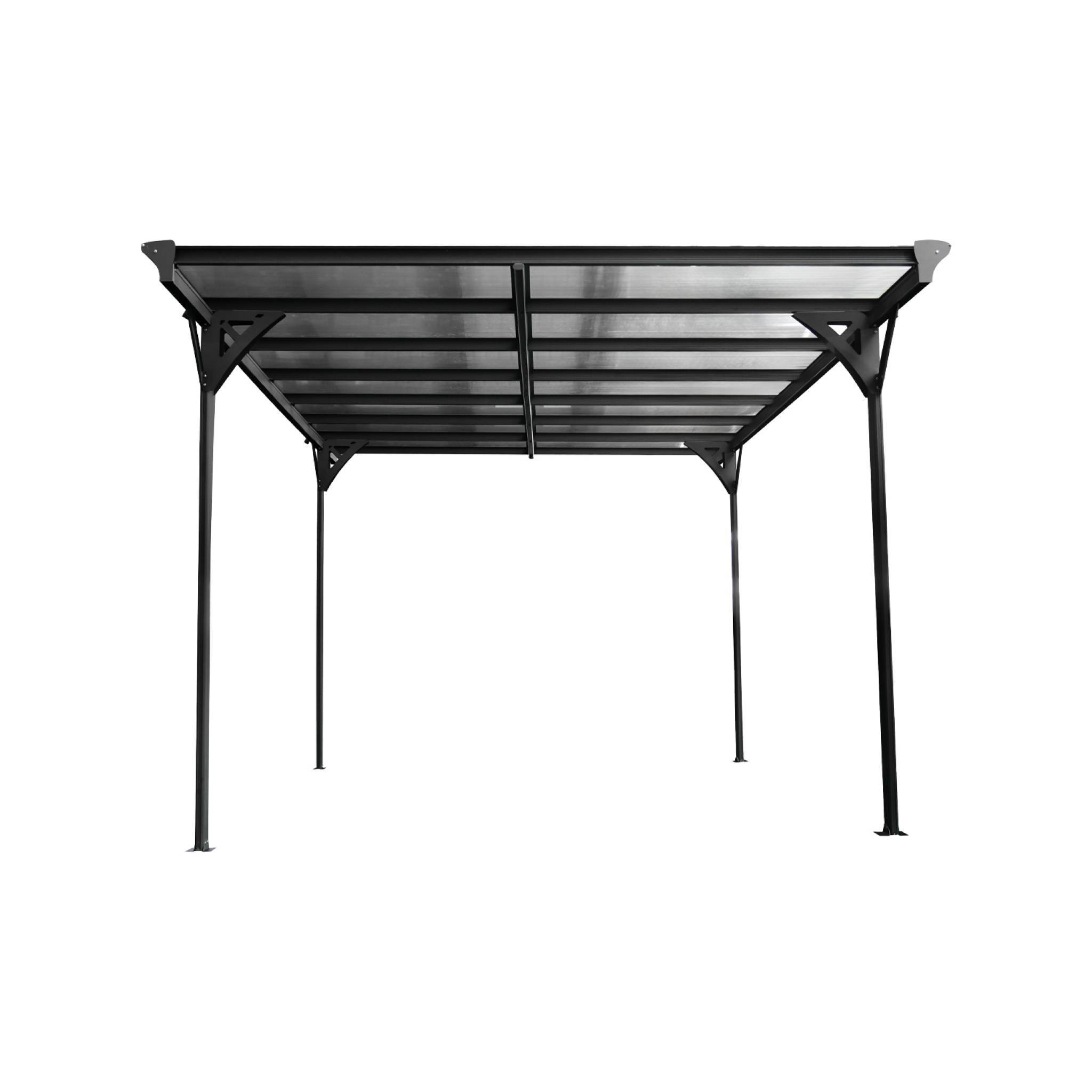 Carport aluminium. polycarbonate et acier inoxydable 15m² anthracite - 1 voiture max. - Le Born | sweeek - Image 2