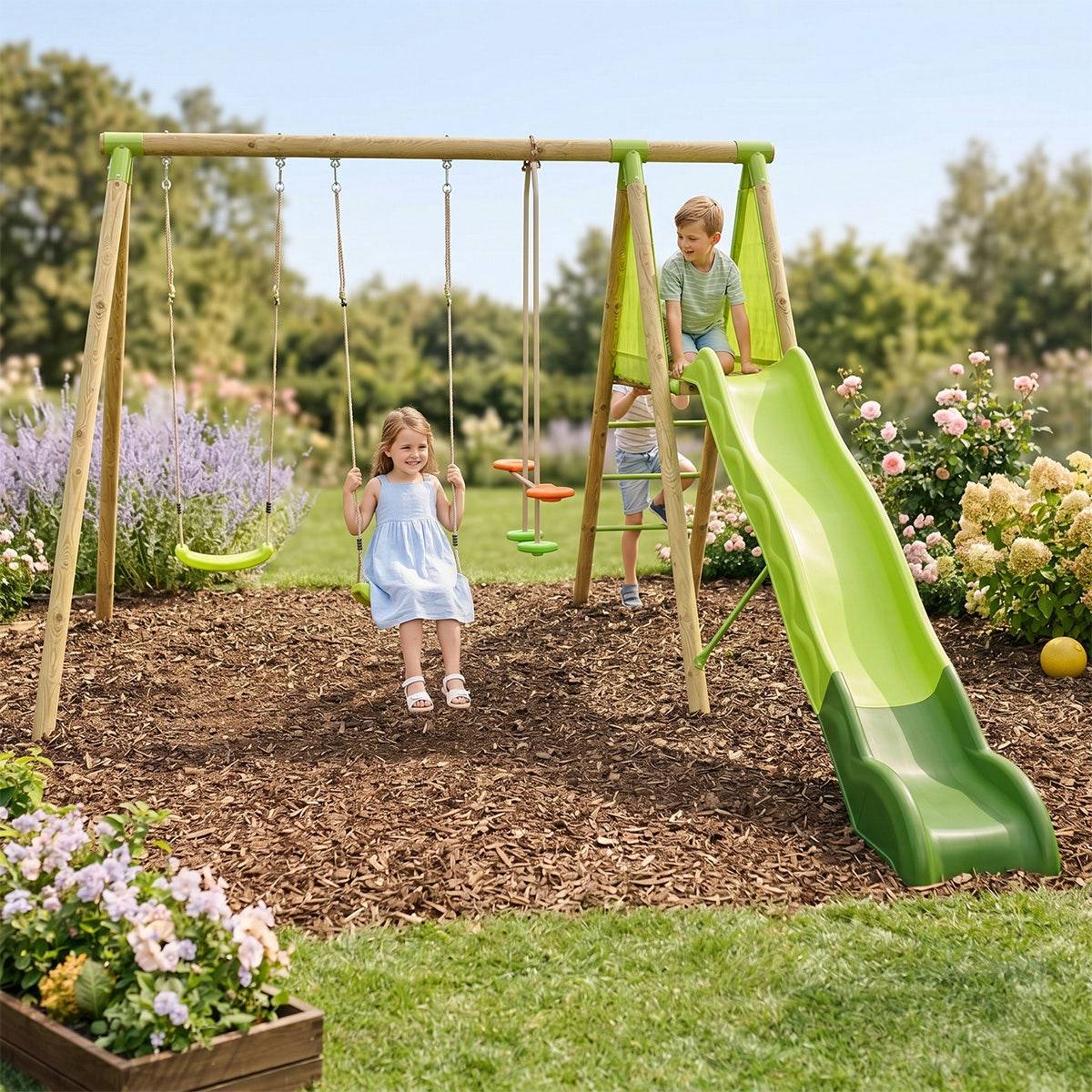 Trigano Jardin - Station de jeux bois 2,30 m Topwood YAKI VERT - 6 enfants - Image 6