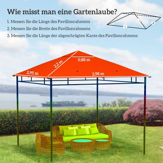 Toit de rechange pour tonnelle polyester orange 298 x 295 x 1 cm - PANGIVO - Image 5