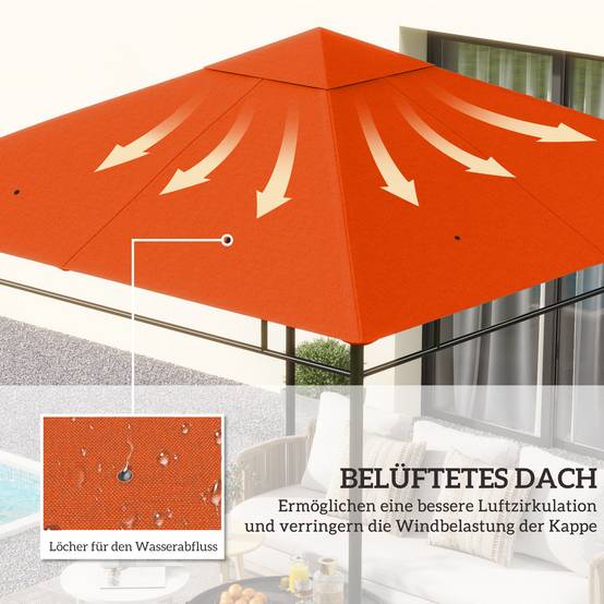 Toit de rechange pour tonnelle polyester orange 298 x 295 x 1 cm - PANGIVO - Image 6