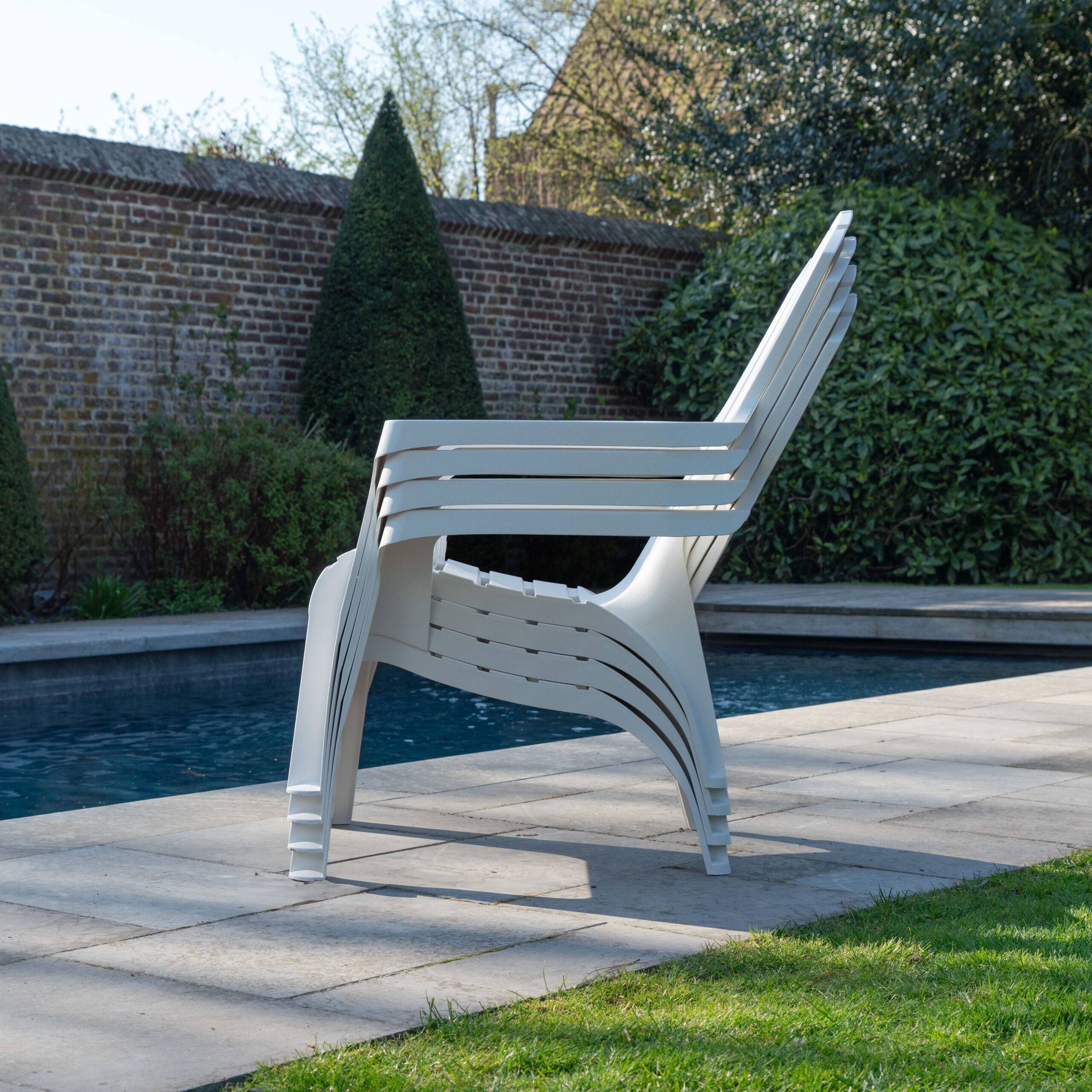 Wilsa Garden - Fauteuil Adirondack de Jardin en Résine Empilable Blanc - Imagen 4