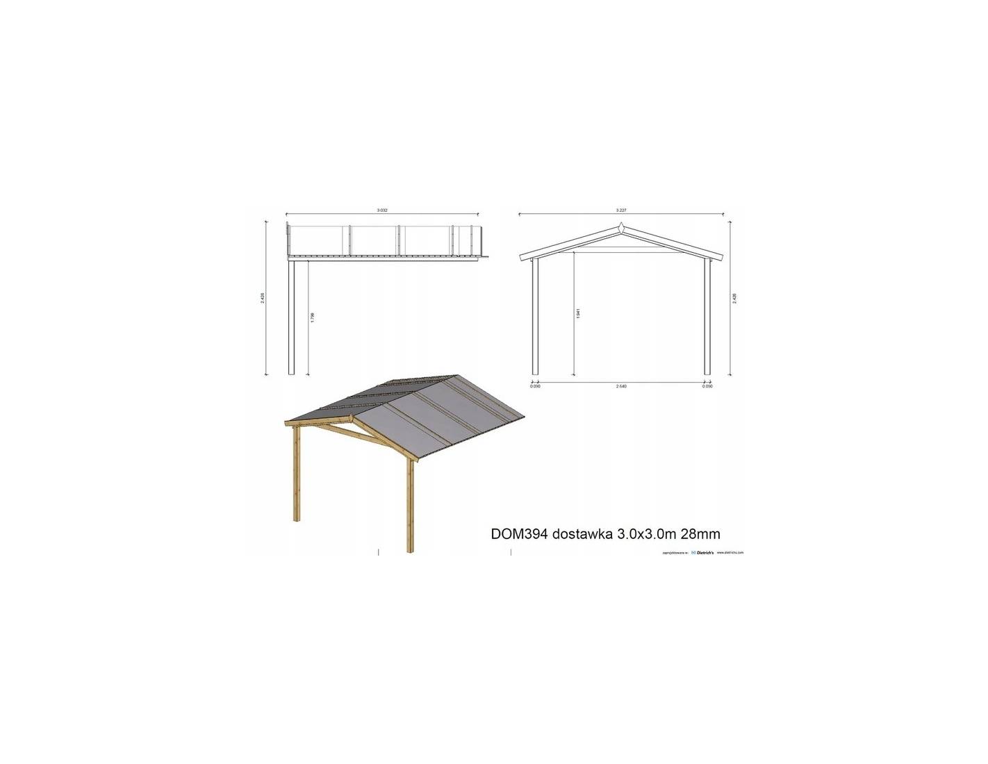 Altanka - Abri de jardin en bois - 3x3 m + terrasse avec balustrade et avant-toit en bois - 18 m2 - Traité - DOM427+DOM539+DOM540+POD05 - ALTANKA - Imagen 3