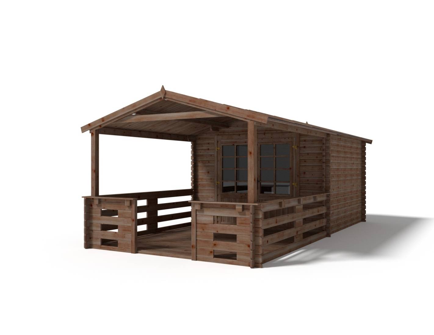 Altanka - Abri de jardin en bois - 3x3 m + terrasse avec balustrade et avant-toit en bois - 18 m2 - Traité - DOM427+DOM539+DOM540+POD05 - ALTANKA - Imagen 1