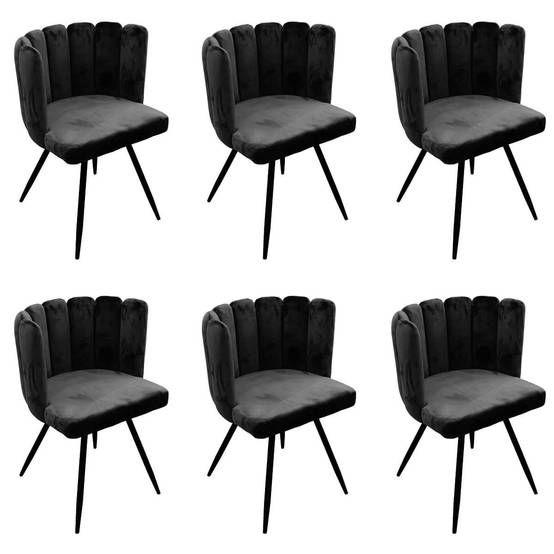 ALTOBUY - Lot de 6 Chaises Velours Noir - CHARLOTTE - Image 1