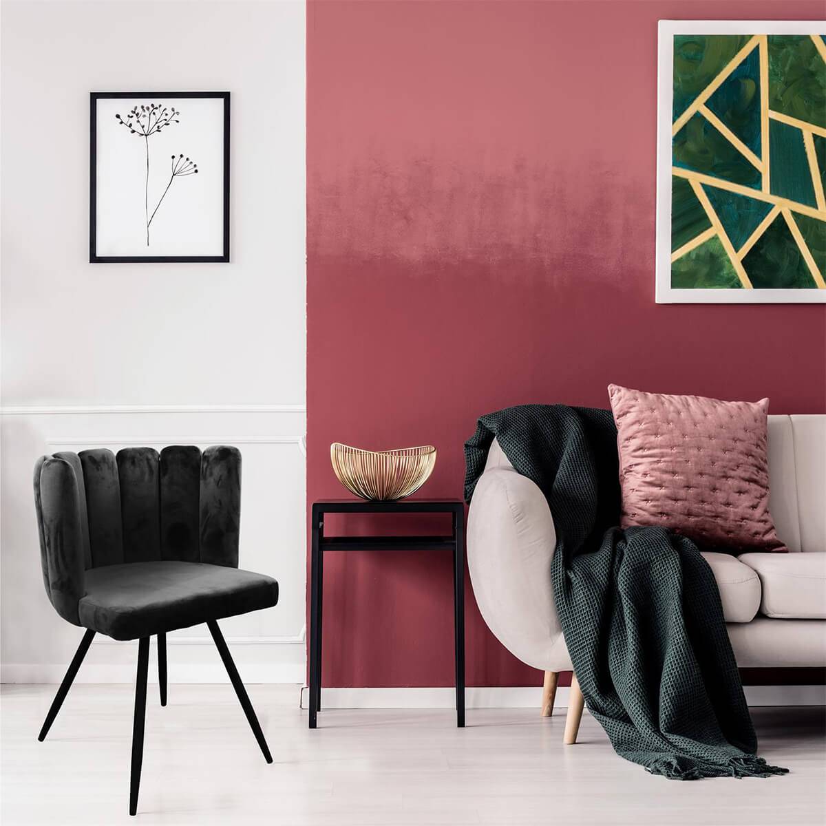 ALTOBUY - Lot de 6 Chaises Velours Noir - CHARLOTTE - Image 2