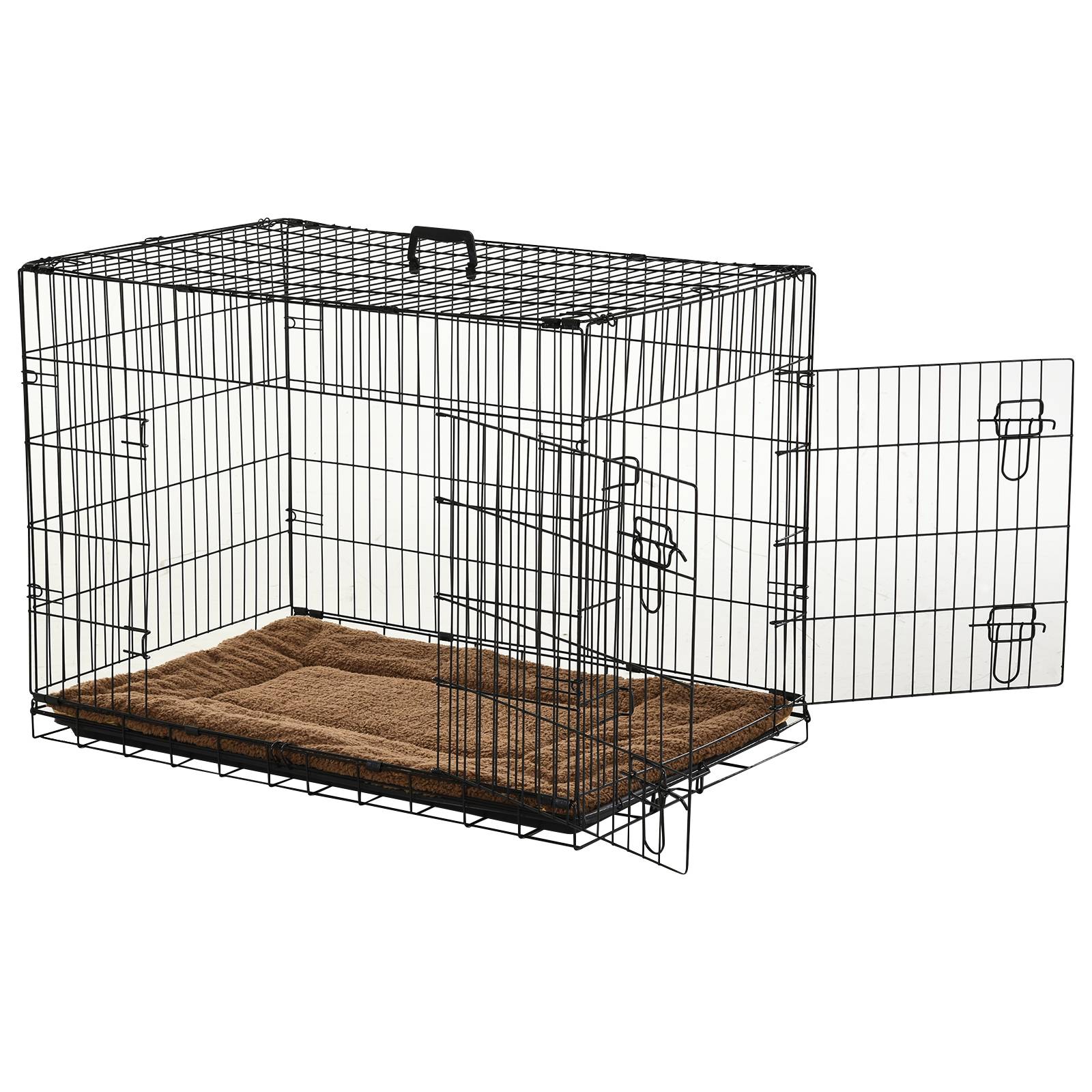 Pawhut - Cage caisse de transport pliante pour chien poignée, plateau amovible, coussin fourni 92 x 57 x 62,5 cm - Imagen 4