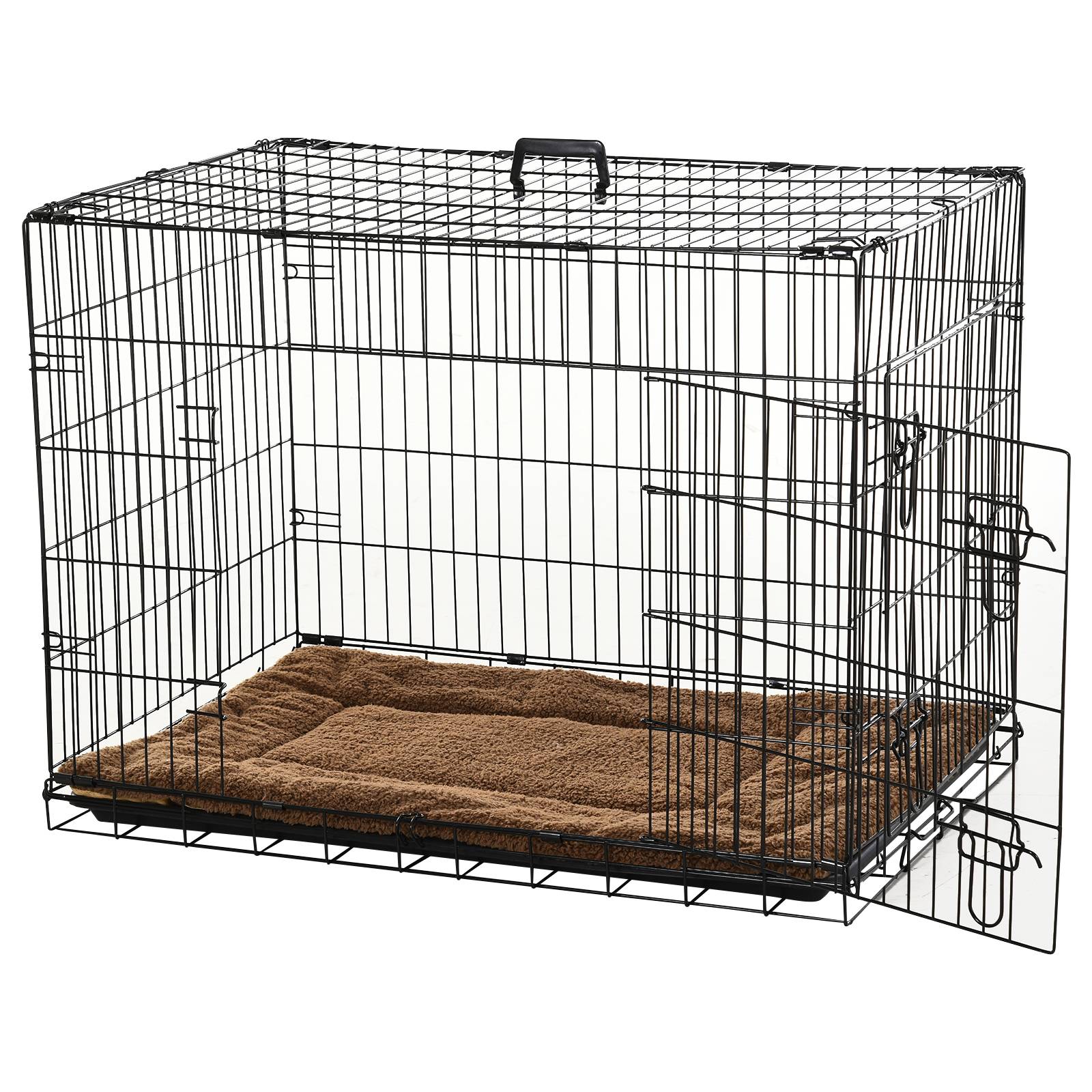 Pawhut - Cage caisse de transport pliante pour chien poignée, plateau amovible, coussin fourni 92 x 57 x 62,5 cm - Imagen 1