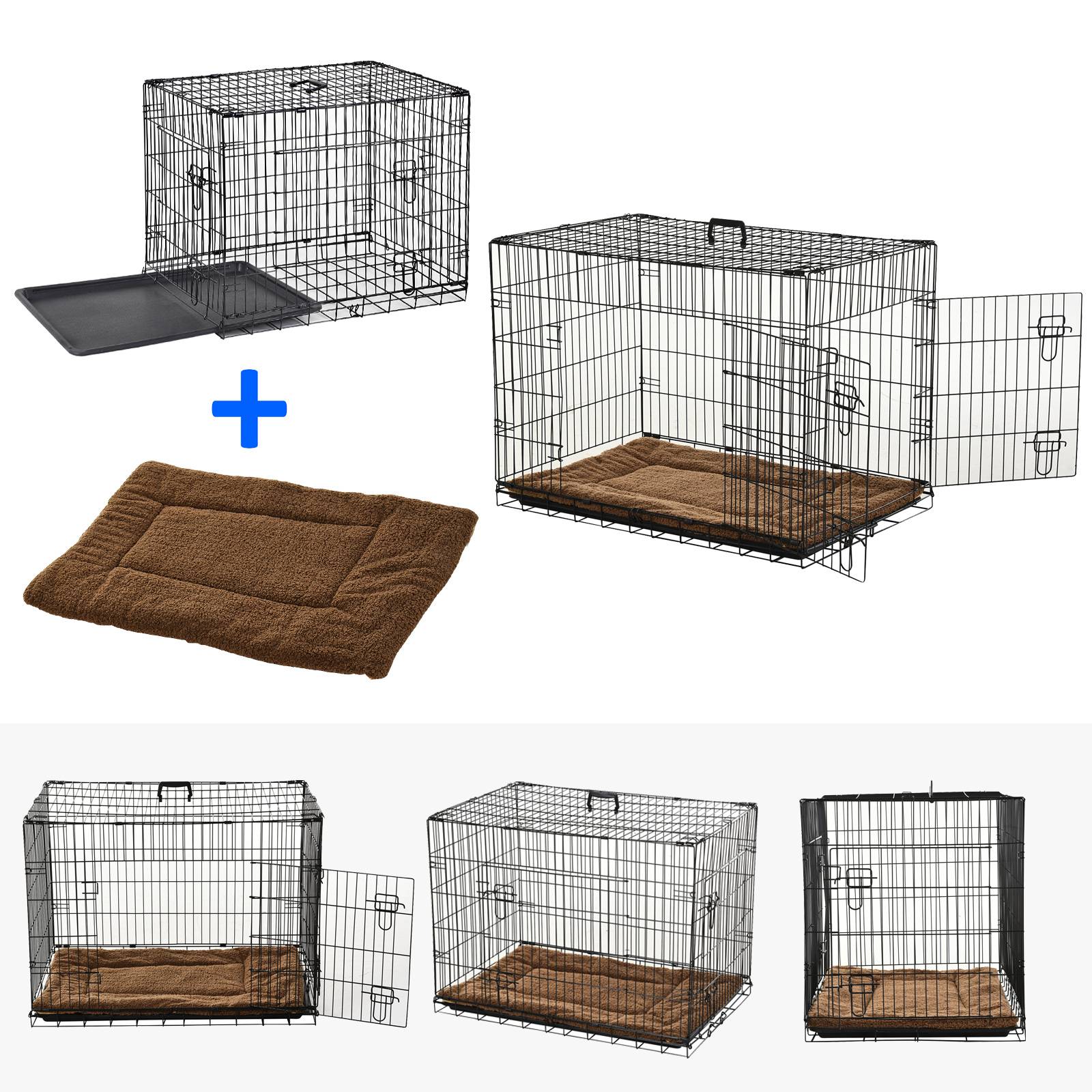 Pawhut - Cage caisse de transport pliante pour chien poignée, plateau amovible, coussin fourni 92 x 57 x 62,5 cm - Imagen 7