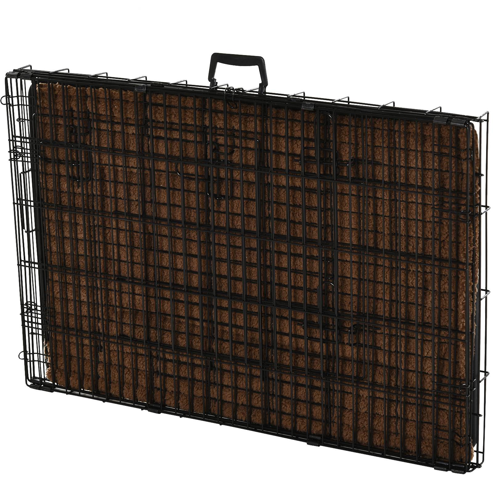 Pawhut - Cage caisse de transport pliante pour chien poignée, plateau amovible, coussin fourni 92 x 57 x 62,5 cm - Imagen 6