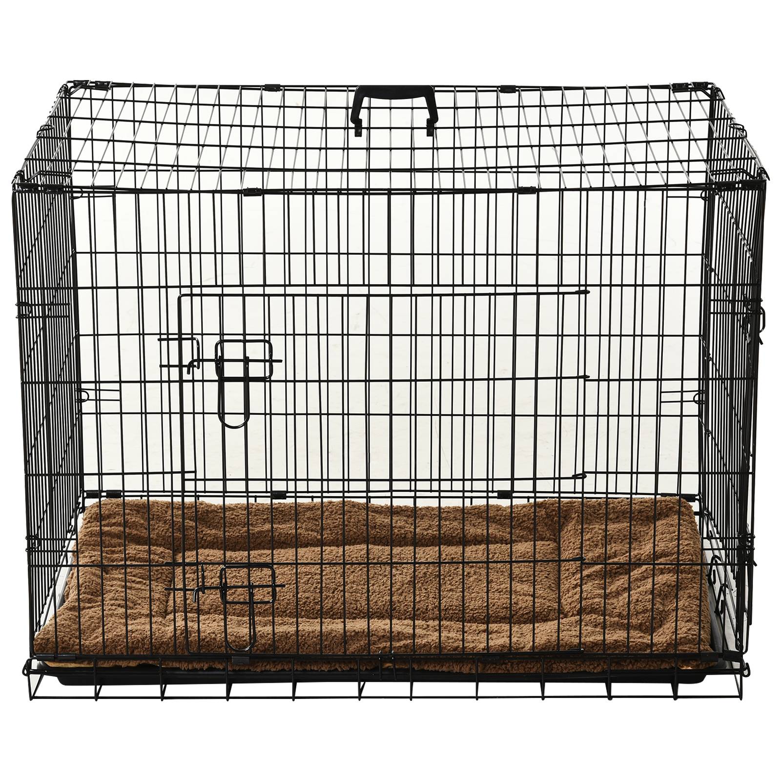Pawhut - Cage caisse de transport pliante pour chien poignée, plateau amovible, coussin fourni 92 x 57 x 62,5 cm - Imagen 2