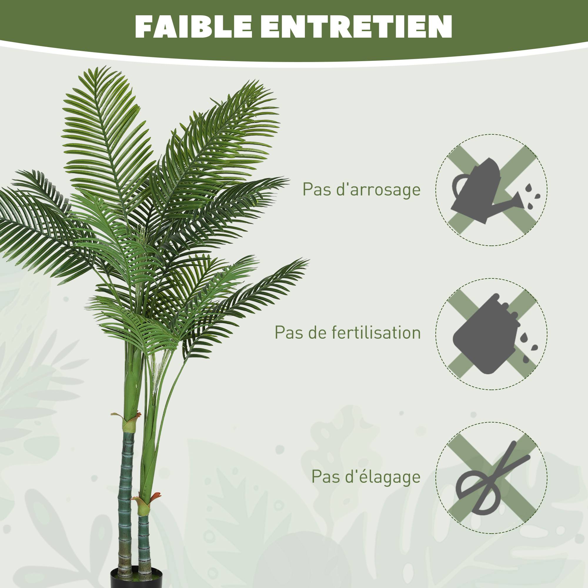 Palmier Areca artificiel plastique vert 18 x 18 x 180 cm - PANGIVO - Image 8