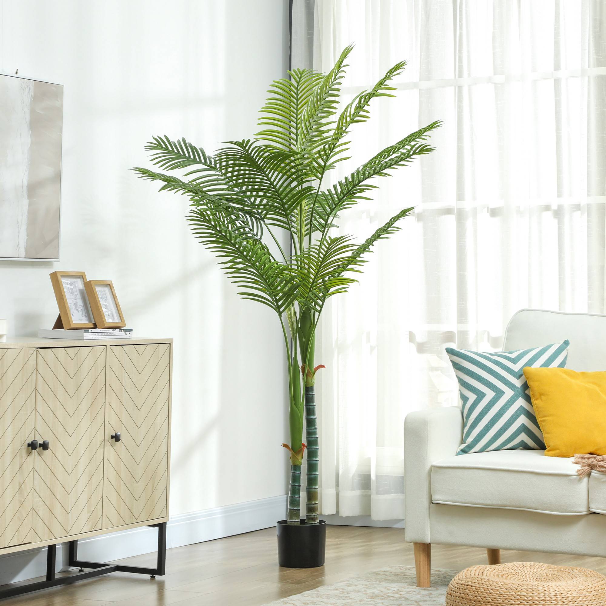 Palmier Areca artificiel plastique vert 18 x 18 x 180 cm - PANGIVO - Image 10