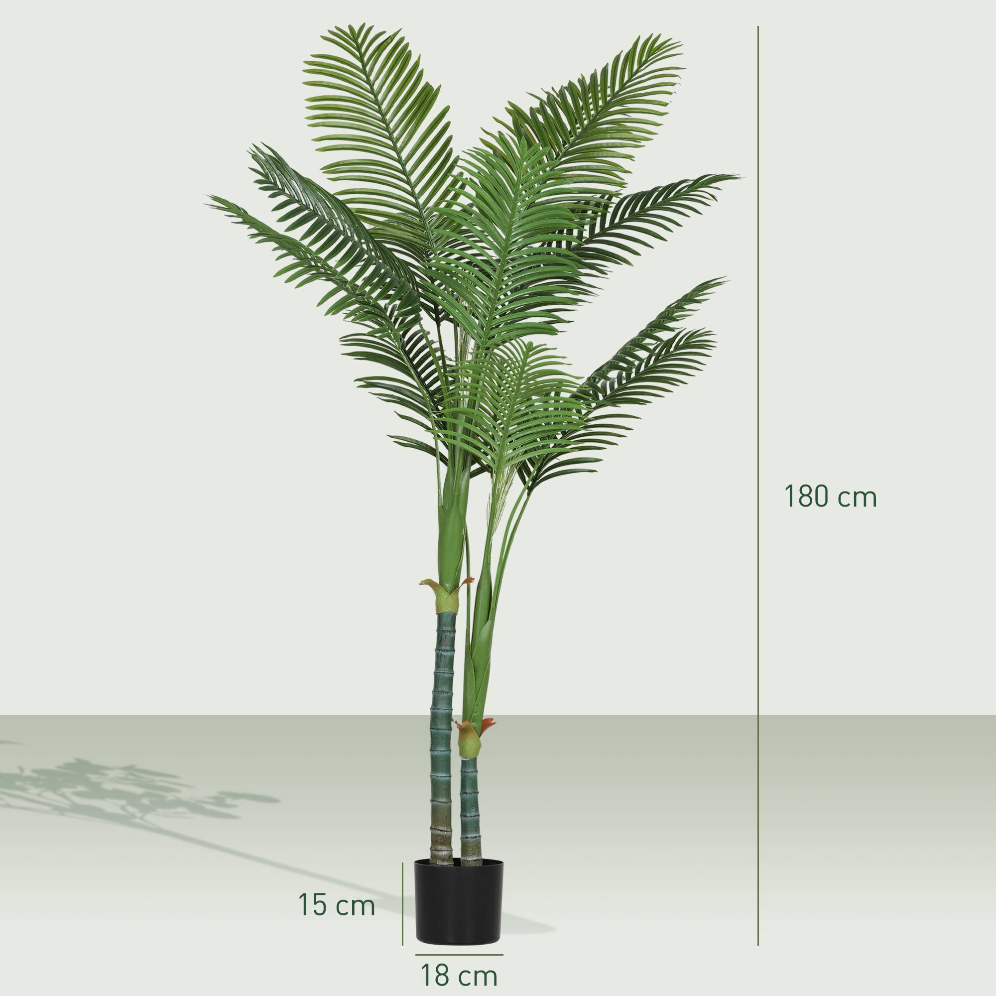Palmier Areca artificiel plastique vert 18 x 18 x 180 cm - PANGIVO - Image 5