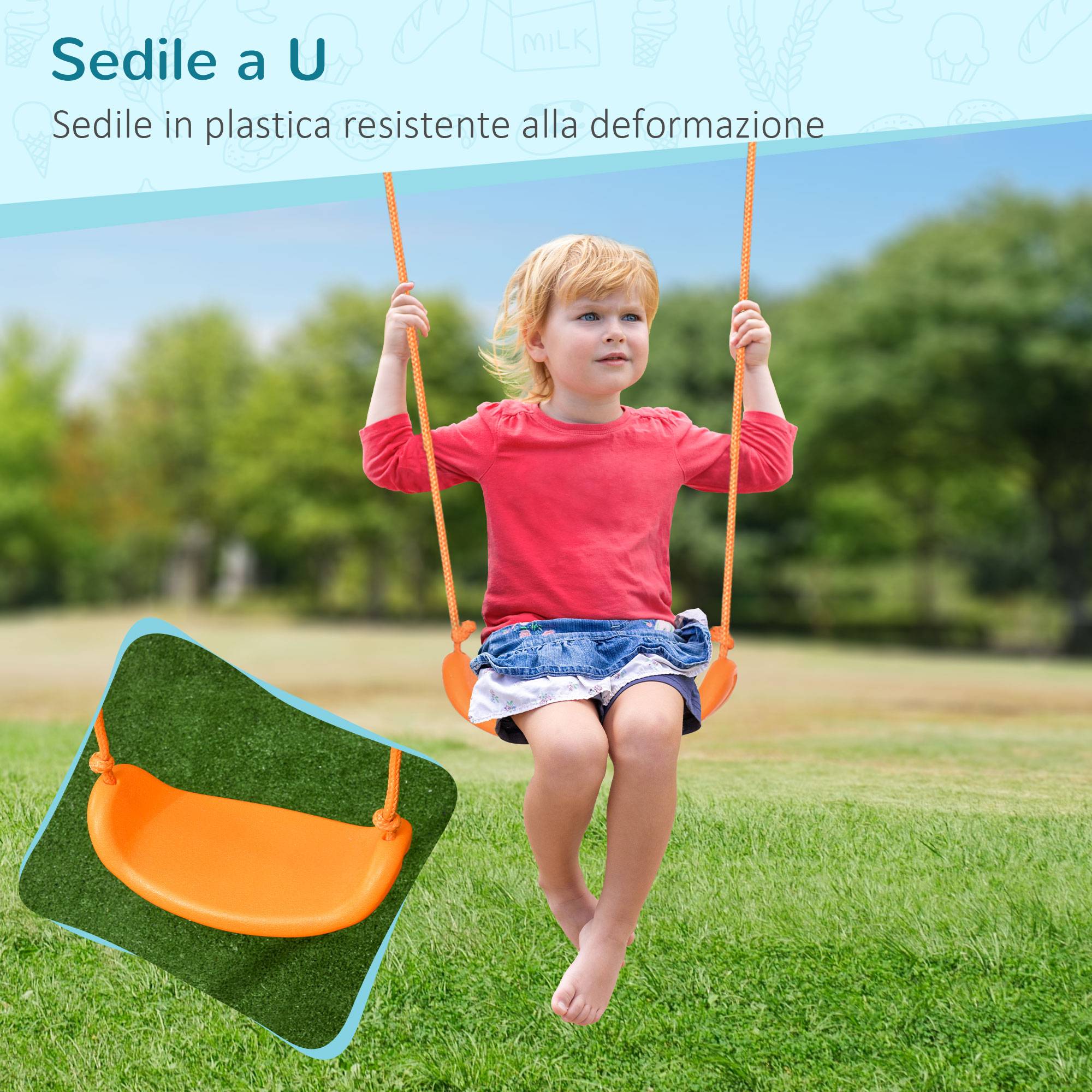Balançoire jardin enfant 3-8 ans acier et PE, siège et piquets d’ancrage, 163×145×181 cm, installation stable en extérieur - Image 5