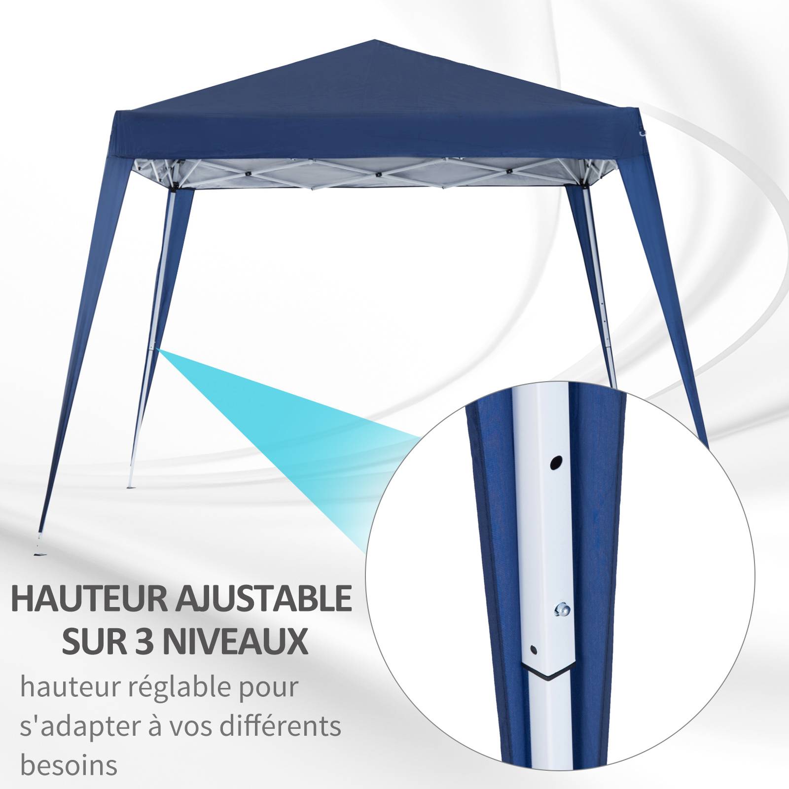 Outsunny - Tonnelle de Jardin 3x3m Pop up Pliable imperméabilisé Anti UV avec Sac Acier/Polyester Bleu - Outsunny - Image 3