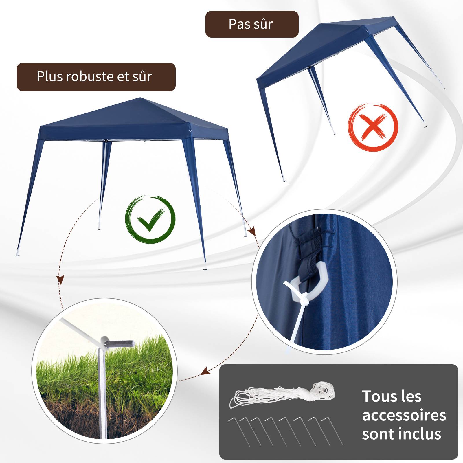 Outsunny - Tonnelle de Jardin 3x3m Pop up Pliable imperméabilisé Anti UV avec Sac Acier/Polyester Bleu - Outsunny - Image 5