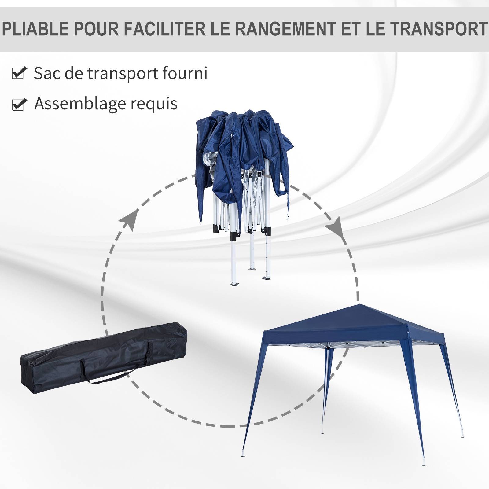 Outsunny - Tonnelle de Jardin 3x3m Pop up Pliable imperméabilisé Anti UV avec Sac Acier/Polyester Bleu - Outsunny - Image 4