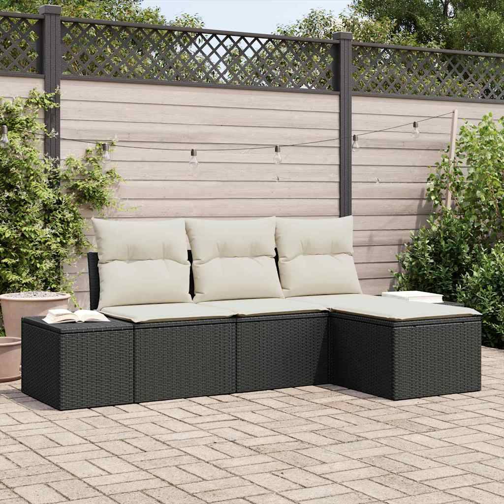 Vidaxl - Ensemble de canapé de jardin 4 pcs Noir et Crème polyrotin vidaXL 3355676 - Image 1