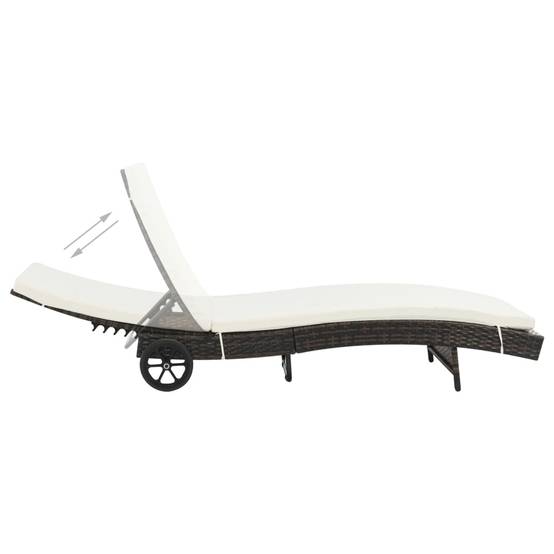 Helloshop26 - Transat chaise longue bain de soleil lit de jardin terrasse meuble d'extérieur avec roues et coussin résine tressée marron - Imagen 2