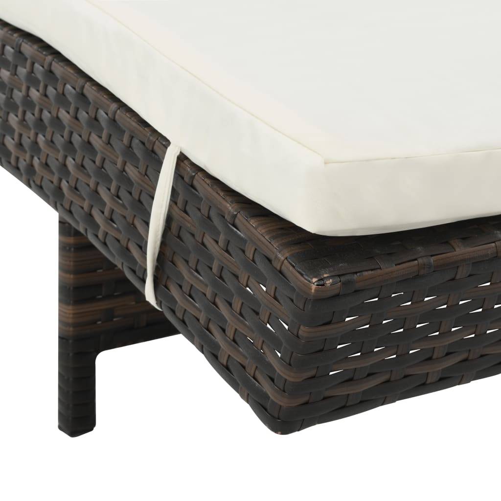 Helloshop26 - Transat chaise longue bain de soleil lit de jardin terrasse meuble d'extérieur avec roues et coussin résine tressée marron - Imagen 5