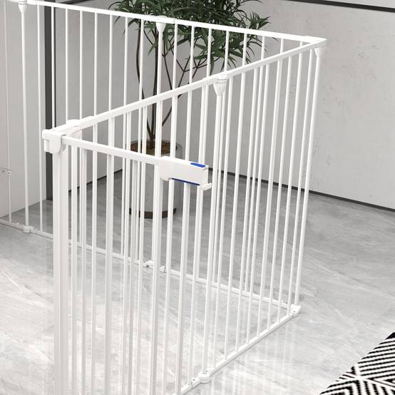 Parc pour animaux de compagnie à 8 panneaux, 64 x 90 cm, avec double verrouillage, verrouillage auxiliaire et forme personnalisable, blanc - Image 10