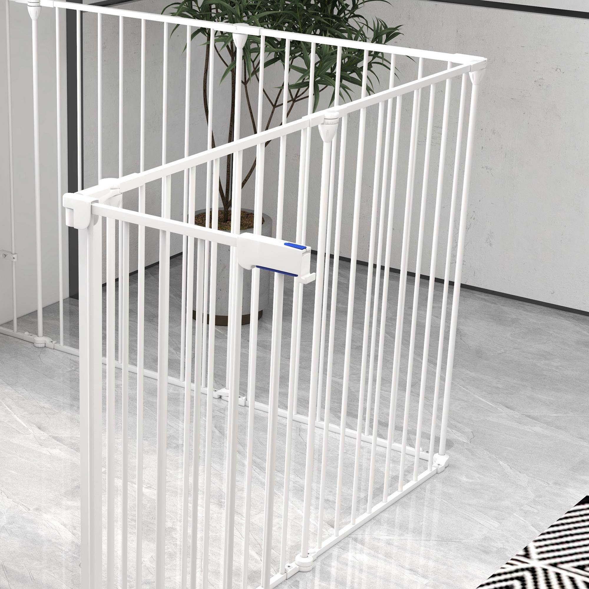 Parc pour animaux de compagnie à 8 panneaux, 64 x 90 cm, avec double verrouillage, verrouillage auxiliaire et forme personnalisable, blanc - Image 10