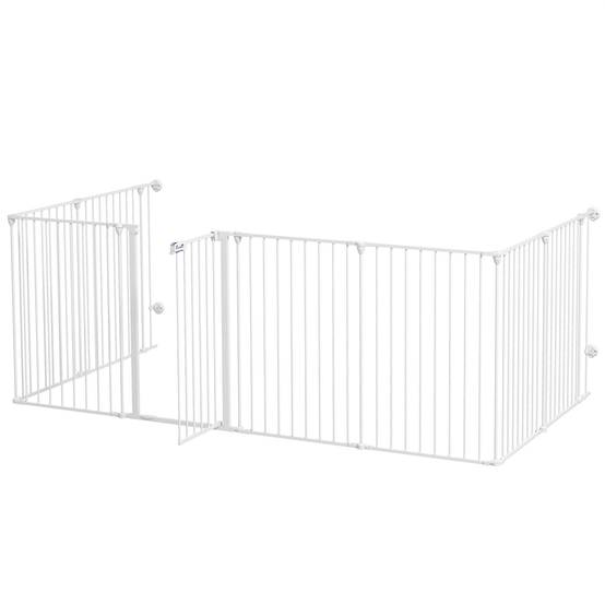 Parc pour animaux de compagnie à 8 panneaux, 64 x 90 cm, avec double verrouillage, verrouillage auxiliaire et forme personnalisable, blanc - Image 2