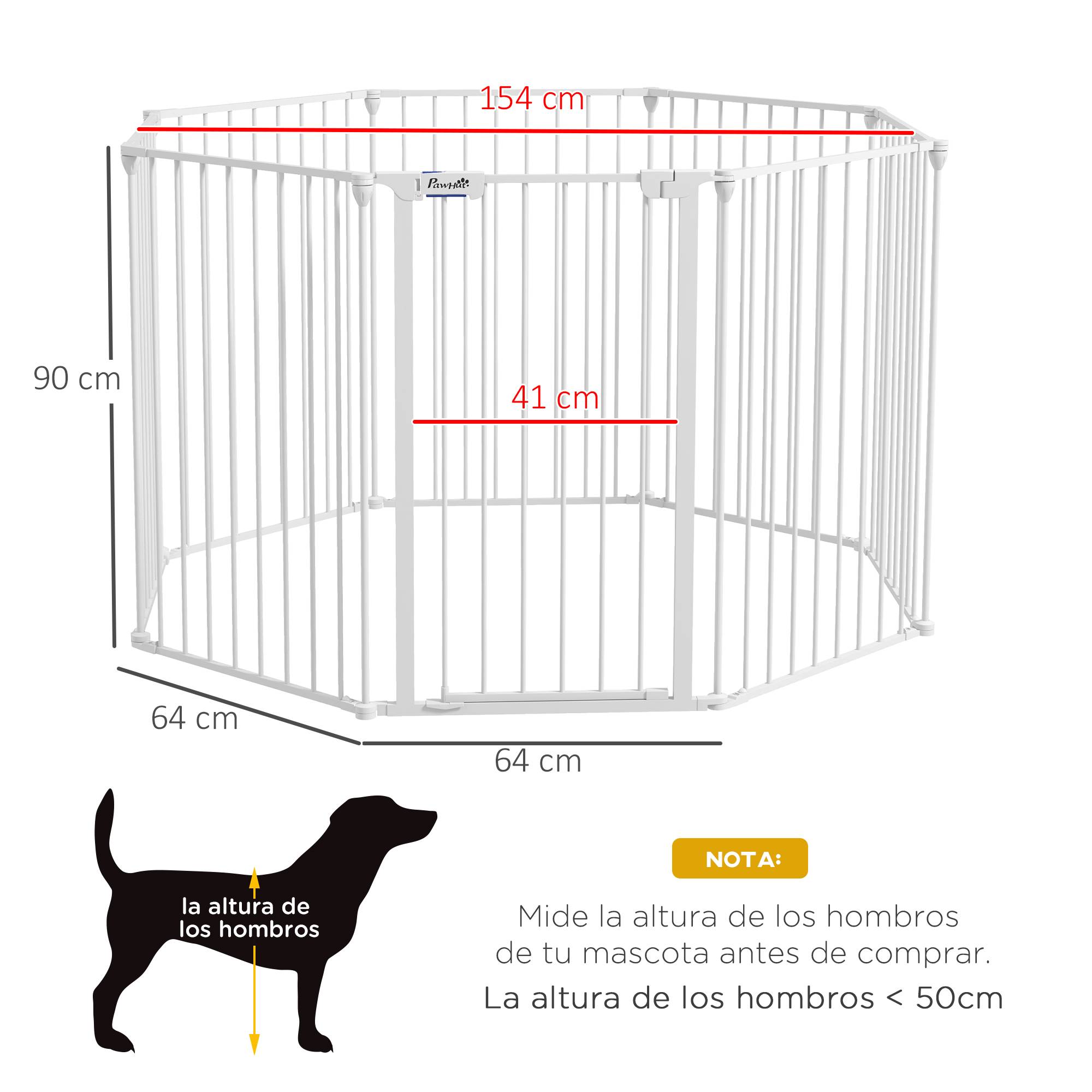 Parc pour animaux de compagnie à 8 panneaux, 64 x 90 cm, avec double verrouillage, verrouillage auxiliaire et forme personnalisable, blanc - Image 5