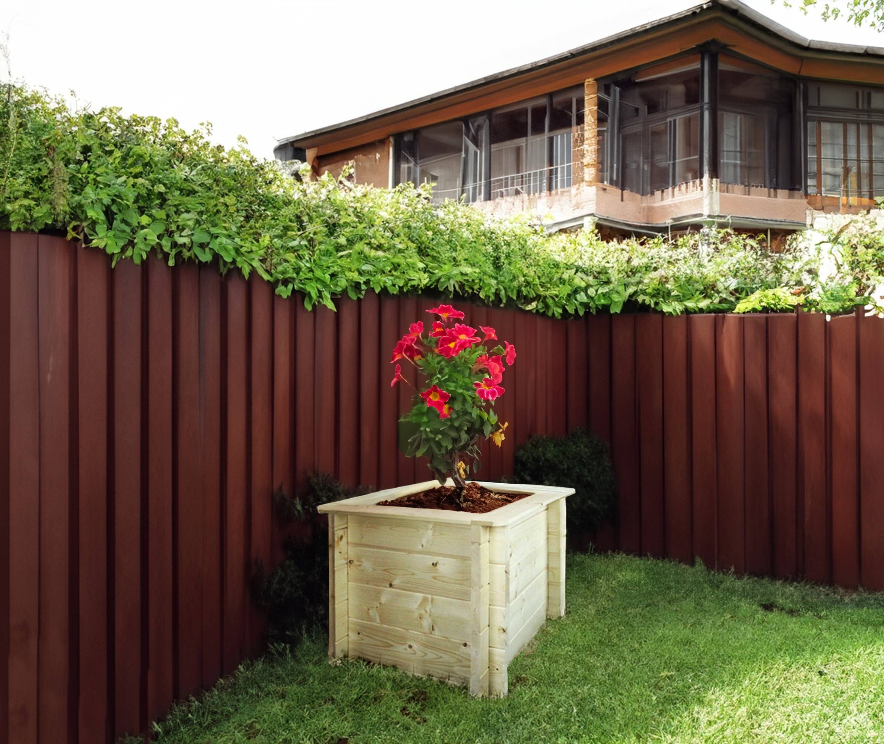 Timbela - Carre Potager Exterieur Bois 58x58xH46 cm - Jardinieres Exterieur pour Fleurs, Herbes aromatiques, Légumes - 28 mm d’épaisseur - Timbela M617 - Image 5