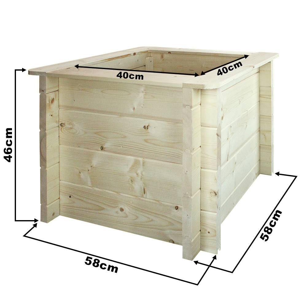 Timbela - Carre Potager Exterieur Bois 58x58xH46 cm - Jardinieres Exterieur pour Fleurs, Herbes aromatiques, Légumes - 28 mm d’épaisseur - Timbela M617 - Image 6