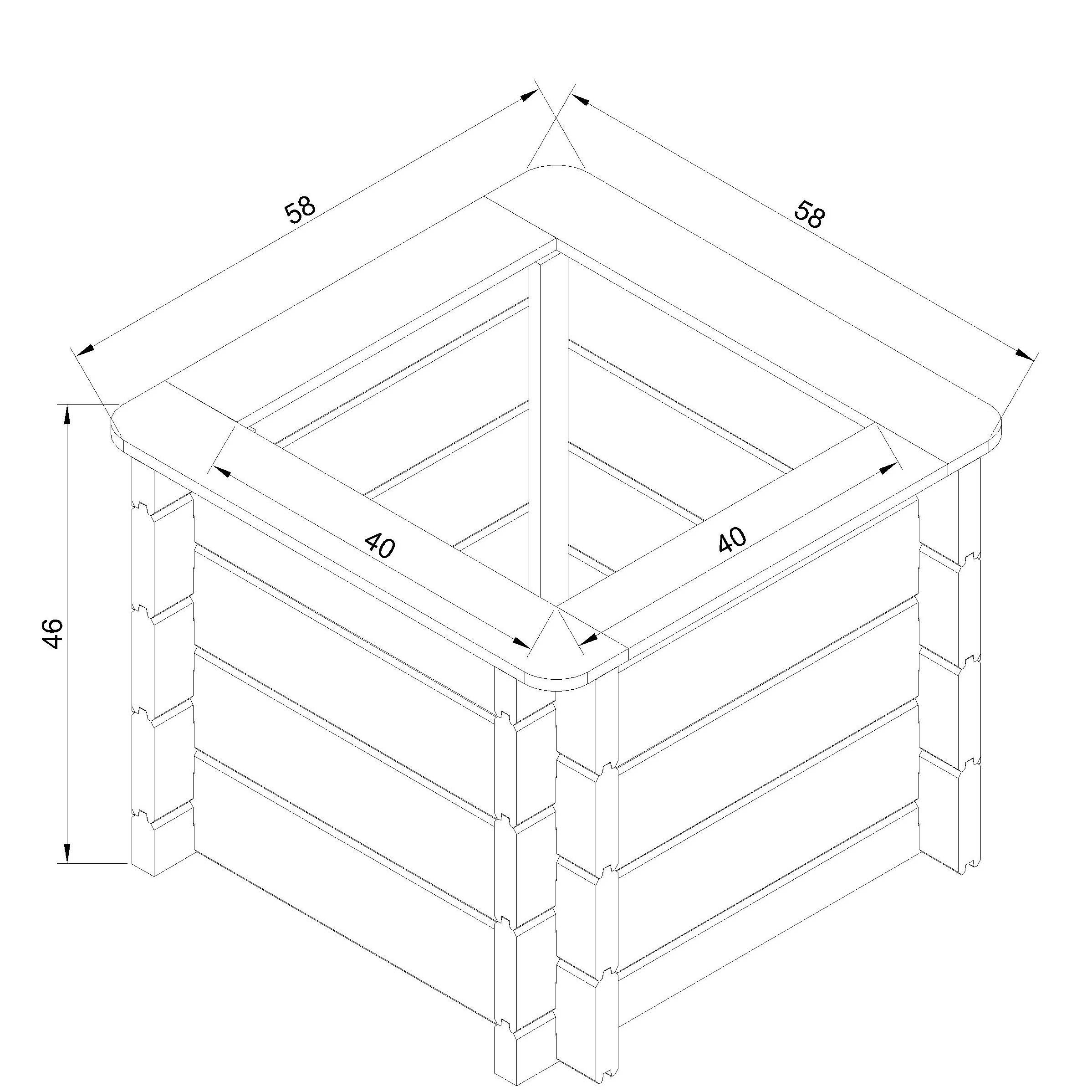 Timbela - Carre Potager Exterieur Bois 58x58xH46 cm - Jardinieres Exterieur pour Fleurs, Herbes aromatiques, Légumes - 28 mm d’épaisseur - Timbela M617 - Image 7