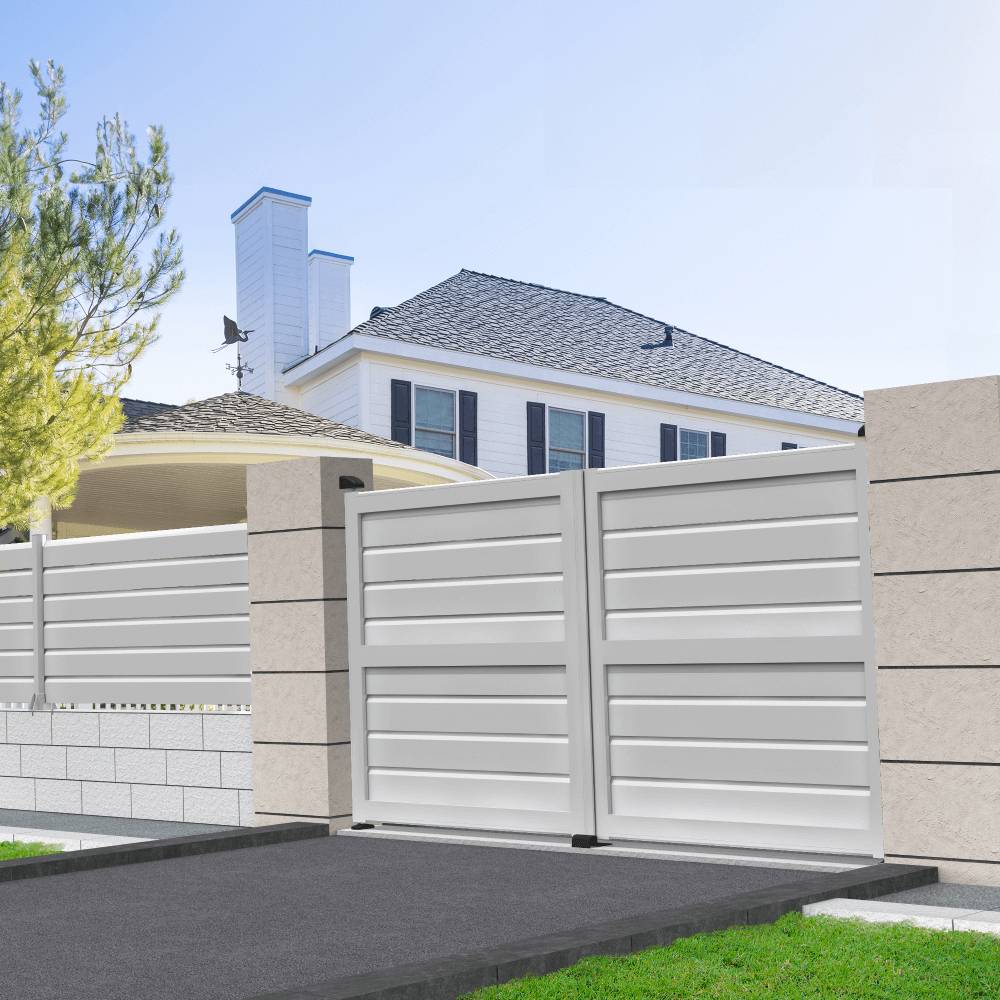 Intersun - Portail battant brise-vue L 4000 x H 1880 mm (Blanc) - INTERSUN - Imagen 2