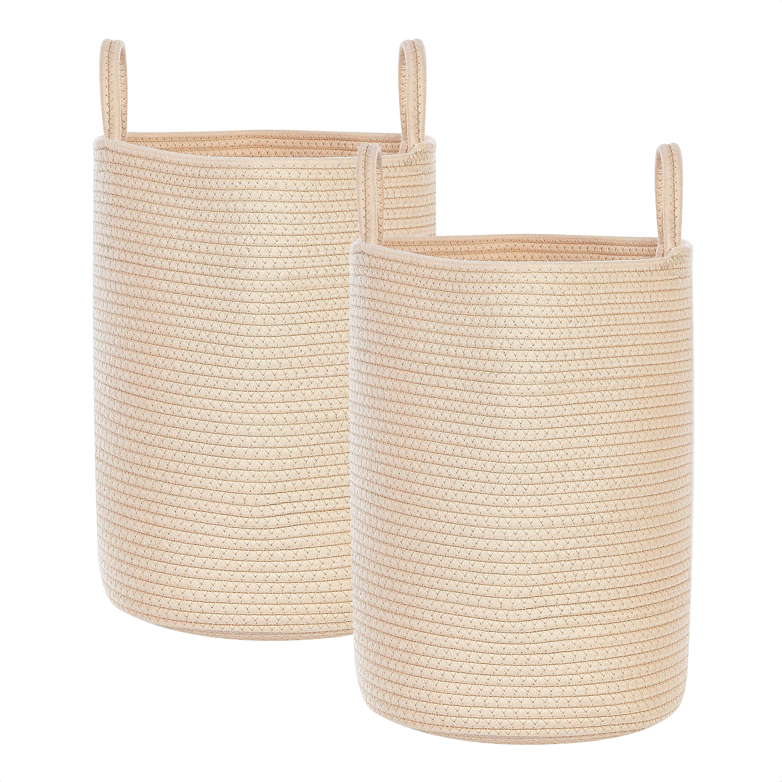 Beliani - Paniers Beiges en Coton avec Anses Corbeille à Linge Rangement Spacieux pour Intérieur Pratique Style Boho Lot de 2 - Imagen 1