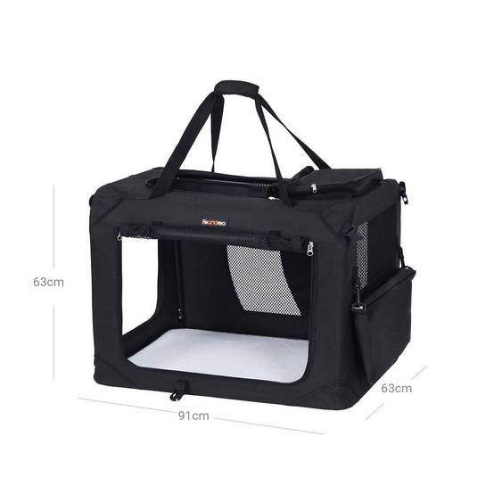 Sac de transport voyage chien L 92,5 x 70 x 9 cm noir - Image 7