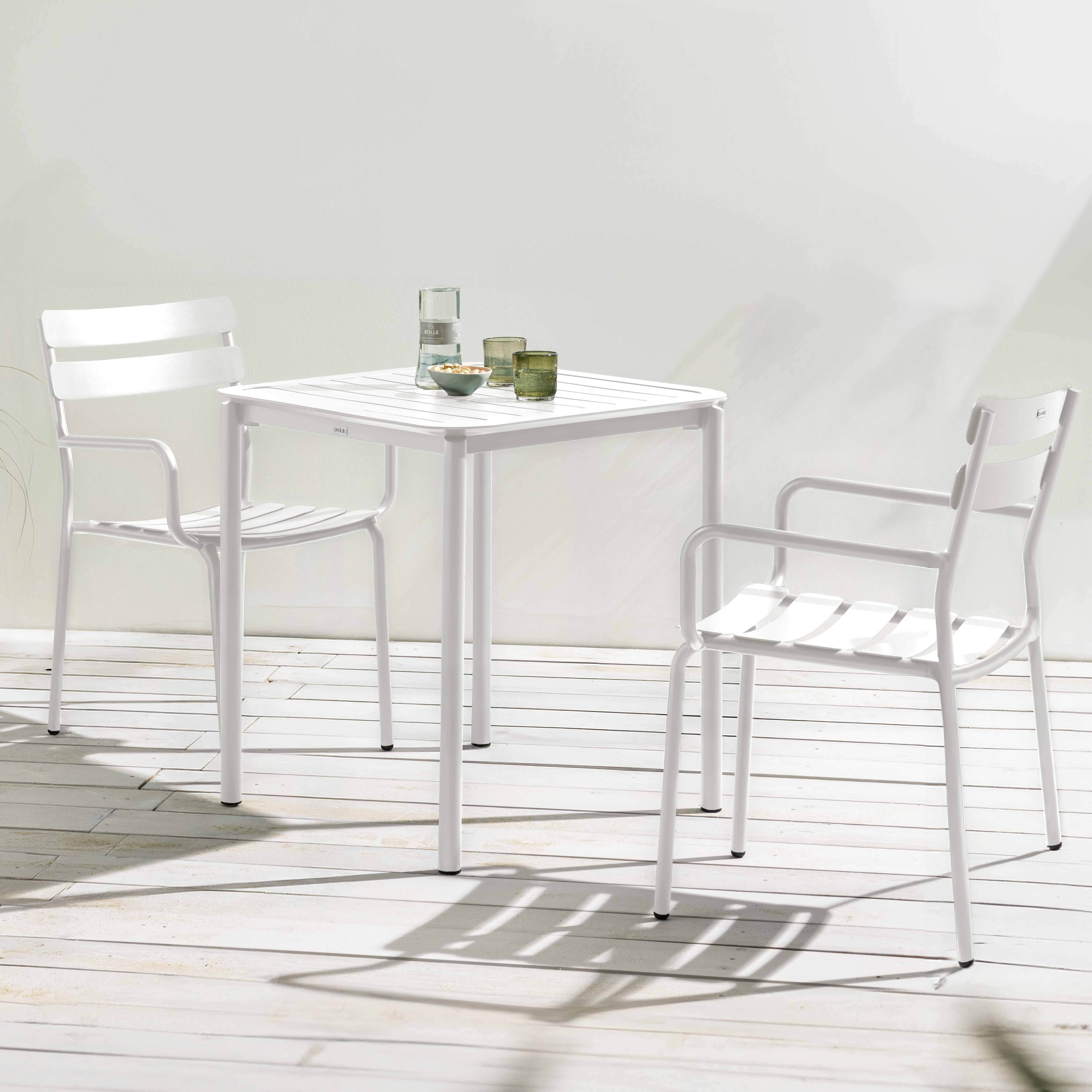 Oviala - Ensemble table de terrasse 70cm et 2 fauteuils blanc Almada - Oviala - Imagen 2