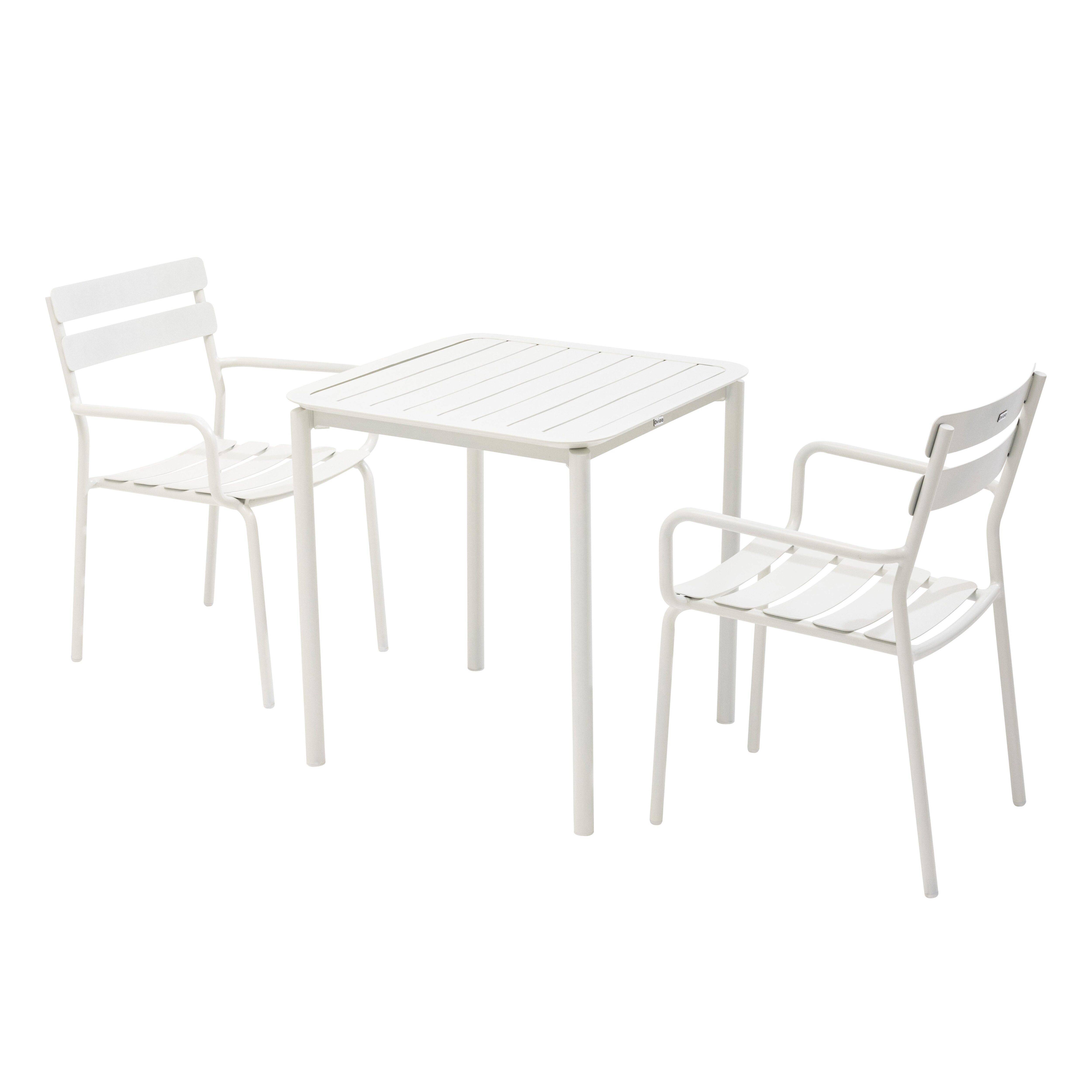 Oviala - Ensemble table de terrasse 70cm et 2 fauteuils blanc Almada - Oviala - Imagen 1