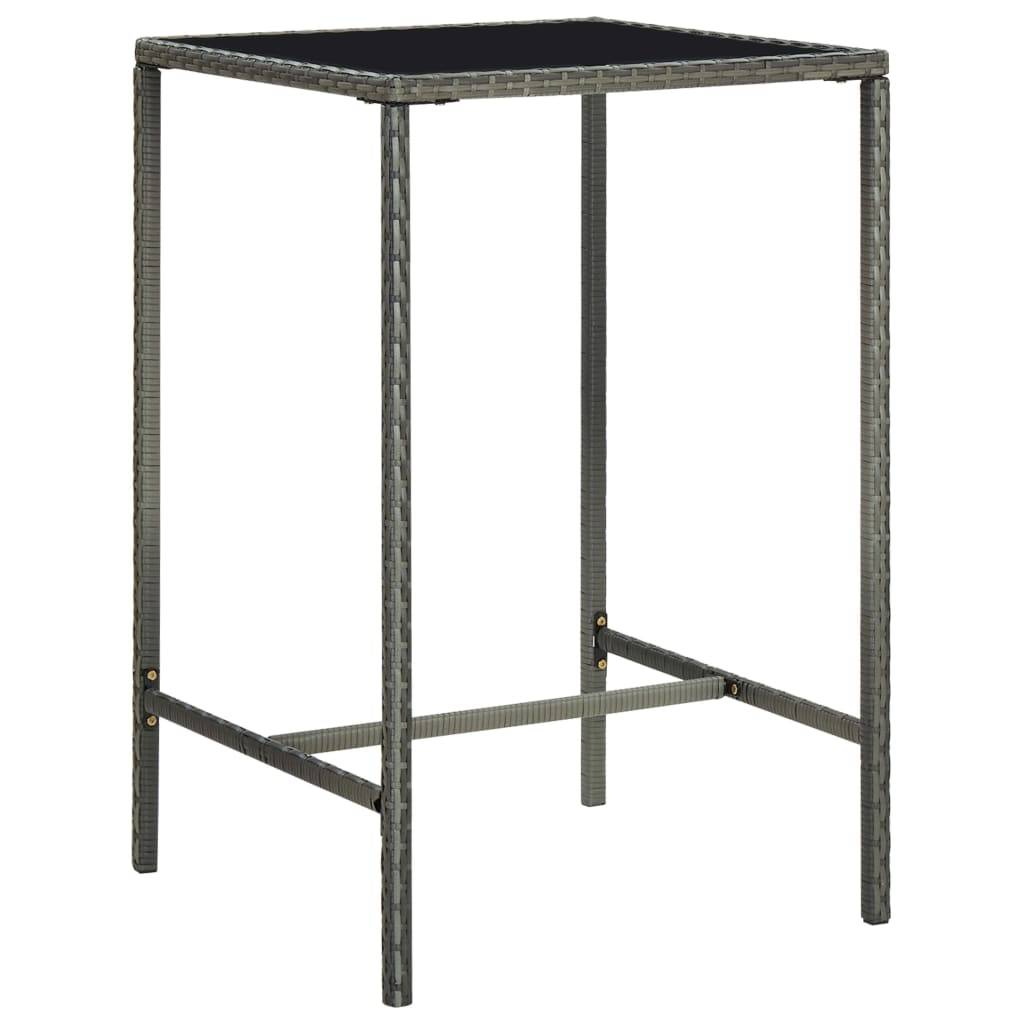 ComfortXL - Table Haute de Jardin Grise 70x70 cm, Style Bar en Résine Tressée et Plateau Verre – ComfortXL Outdoor Living - Image 1