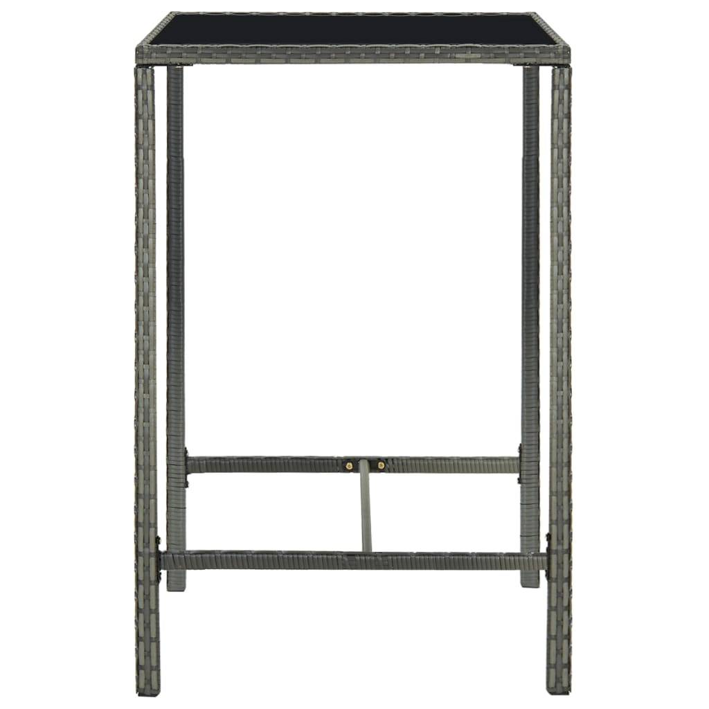 ComfortXL - Table Haute de Jardin Grise 70x70 cm, Style Bar en Résine Tressée et Plateau Verre – ComfortXL Outdoor Living - Image 3