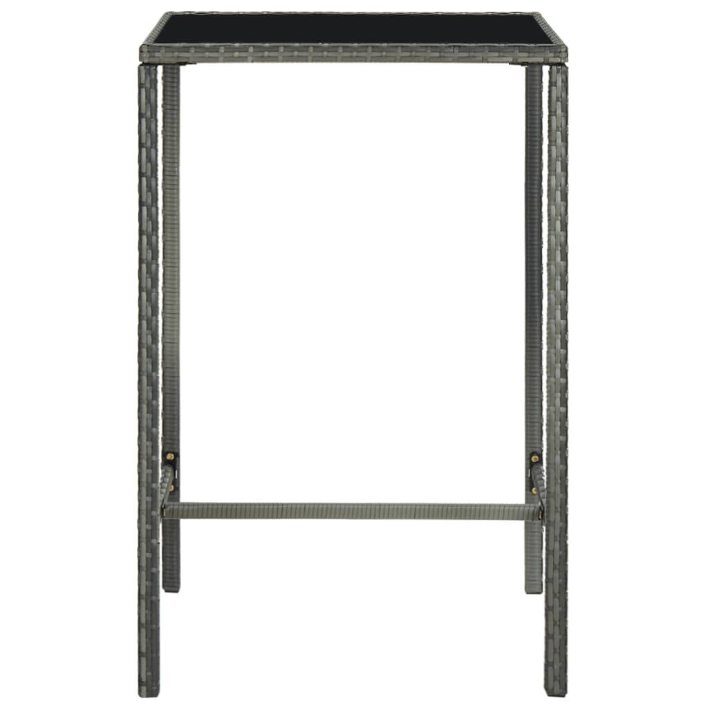 ComfortXL - Table Haute de Jardin Grise 70x70 cm, Style Bar en Résine Tressée et Plateau Verre – ComfortXL Outdoor Living - Image 2