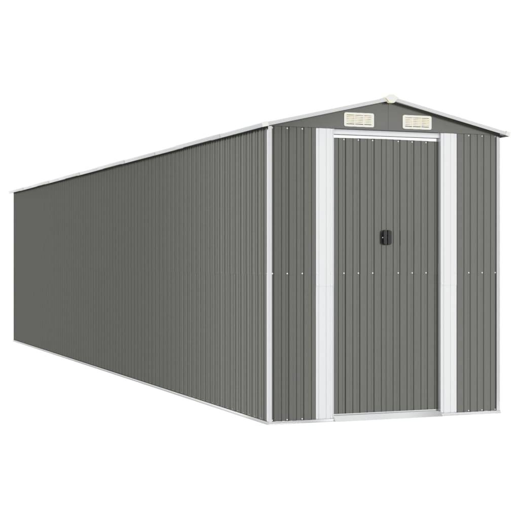 Helloshop26 - Abri de jardin cabane cabanon maison de stockage remise extérieur hangar outils robuste clair 192 x 938 x 223 cm acier galvanisé gris - Imagen 1