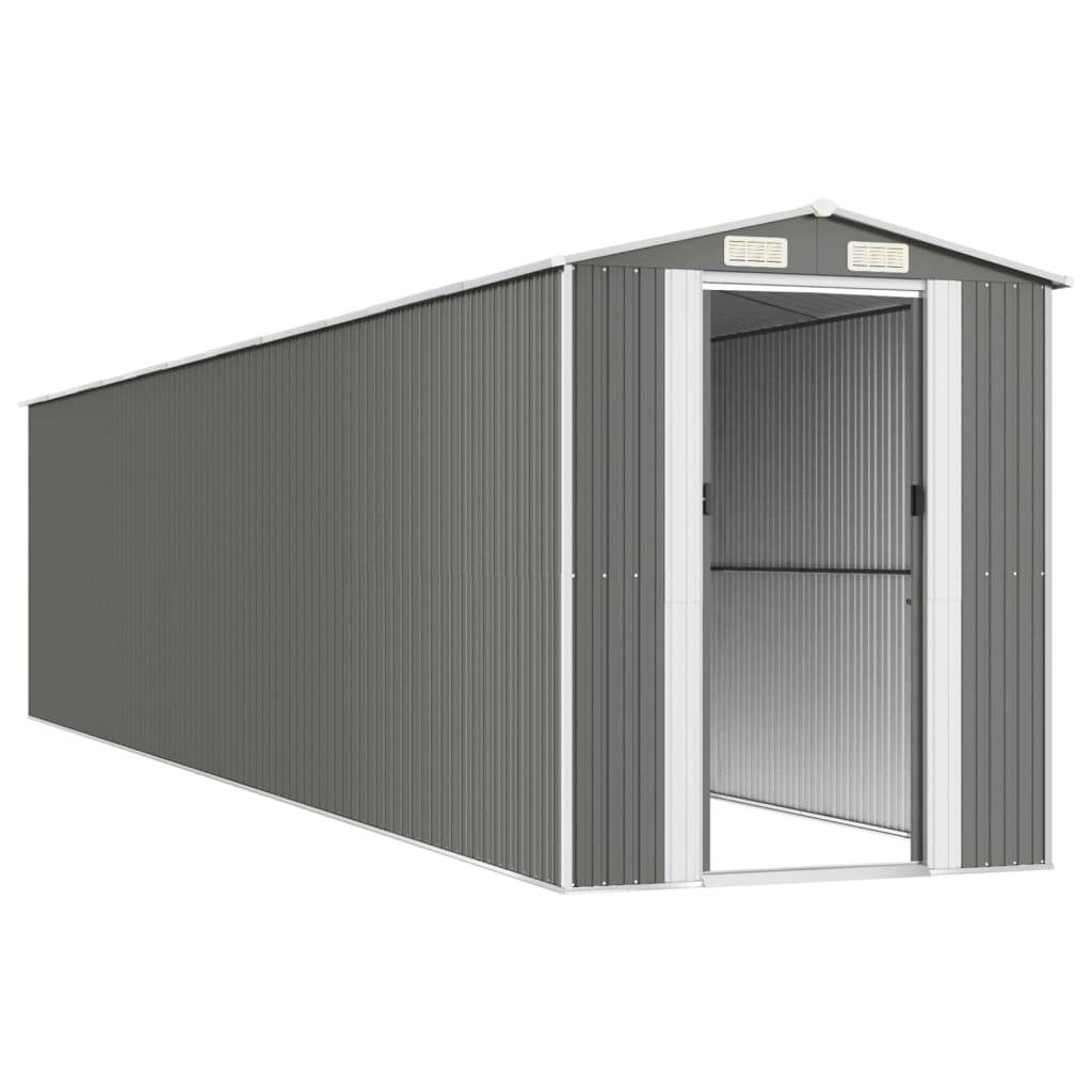 Helloshop26 - Abri de jardin cabane cabanon maison de stockage remise extérieur hangar outils robuste clair 192 x 938 x 223 cm acier galvanisé gris - Imagen 3