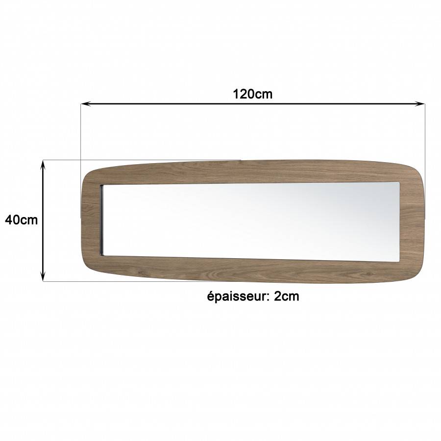 Macabane - FLEUR - Miroir rectangulaire angles arrondis 120x40cm couleur mocha - Imagen 10