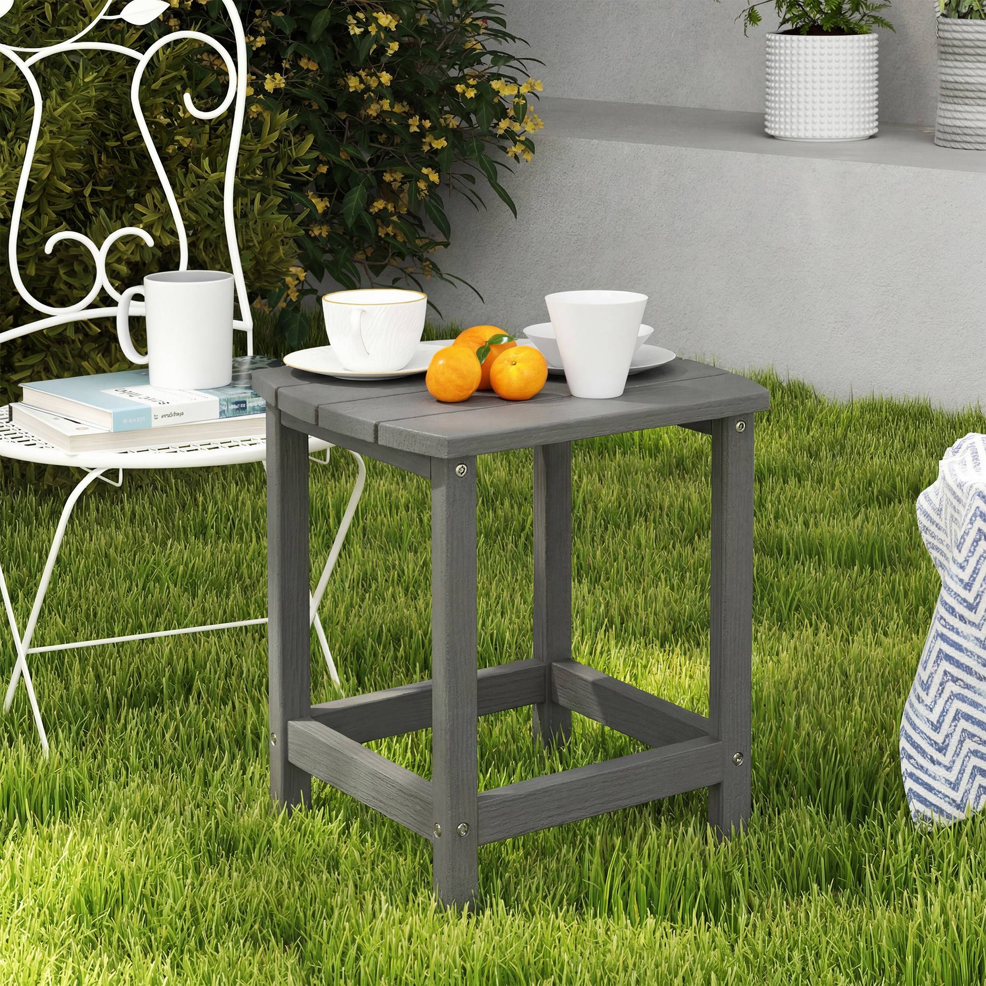 Sans Marque - Table jardin balcon intempéries PEHD repas camping 48x37x46 cm grise - Image 4