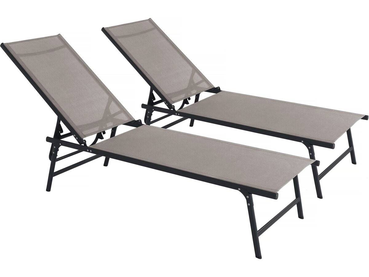Lot De 2 Bains De Soleil En Métal "sublima" - 180 X 54 X 104 Cm - Taupe -habitat Et Jardin