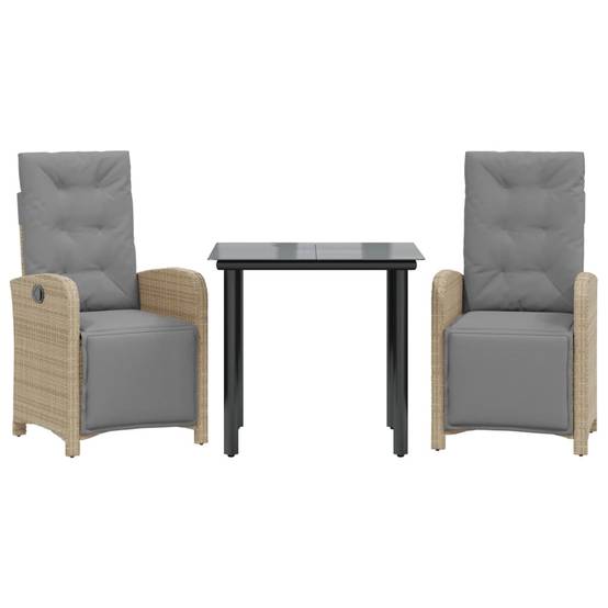 Salon de Jardin 2 Personnes Beige, 2 Fauteuils de Relaxation Multi-positions en Résine Tressée – ComfortXL Outdoor Living - Image 2
