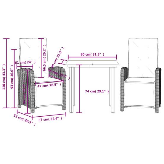 Salon de Jardin 2 Personnes Beige, 2 Fauteuils de Relaxation Multi-positions en Résine Tressée – ComfortXL Outdoor Living - Image 9