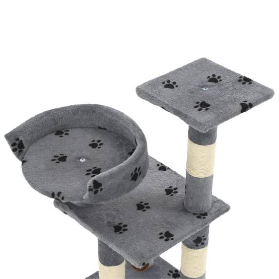 Arbre à chat design en sisal avec motif pattes pour intérieur Gris 65 cm – ComfortXL Pet Living - Image 4