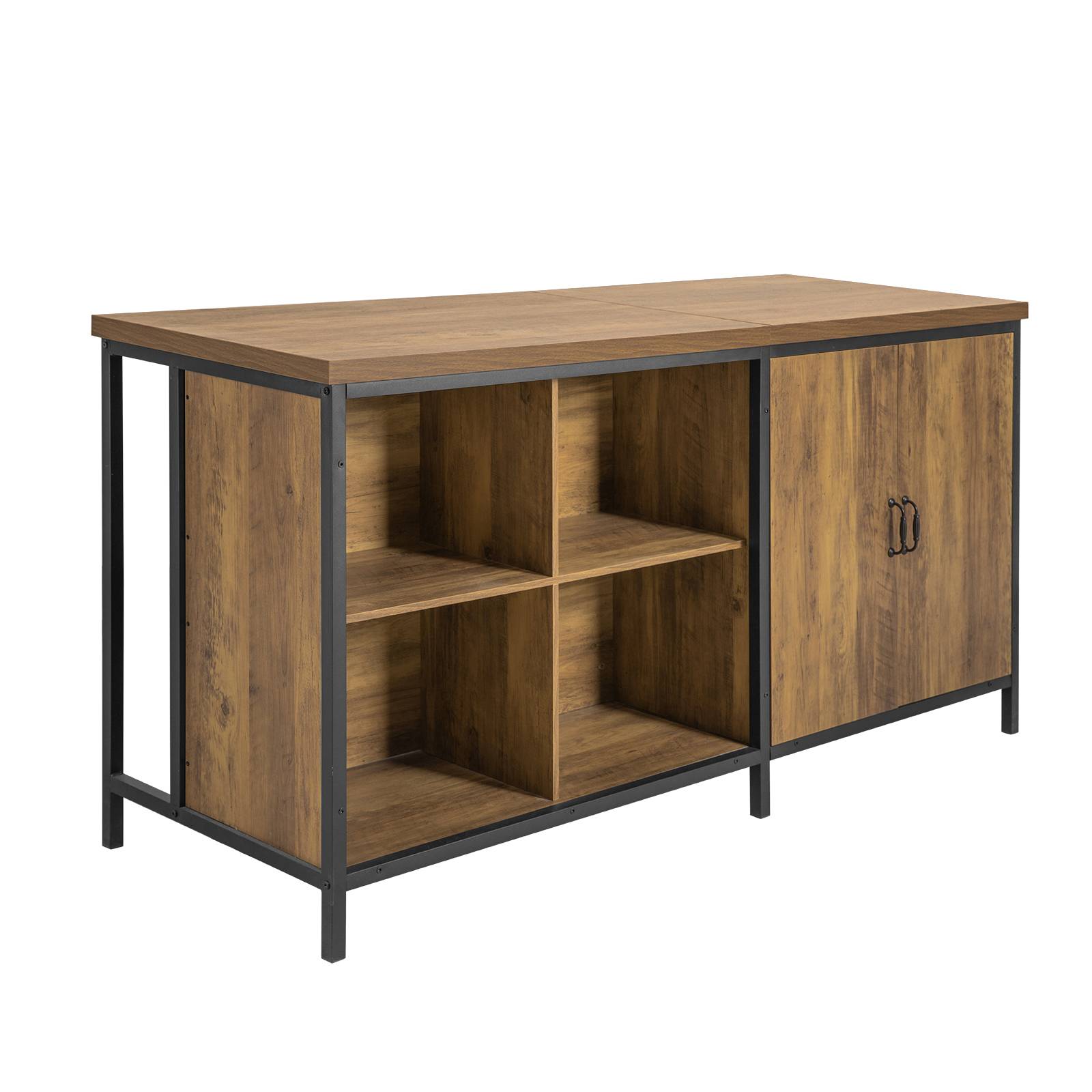 SoBuy Meuble de Rangement Multifonction Plan de Travail 170 cm Buffet Armoire Bar Marron Vintage - Image 1